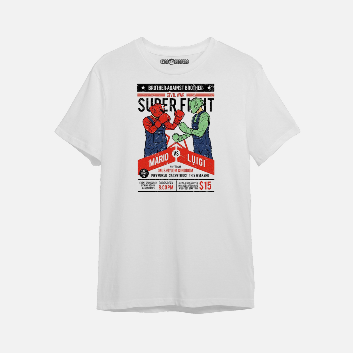 Mario Bros Super Fight - Blanca - Polera