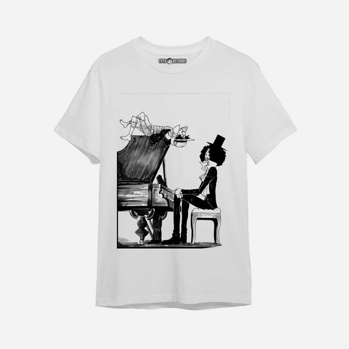 Mekanel - Brook y Luffy - Polera Blanca