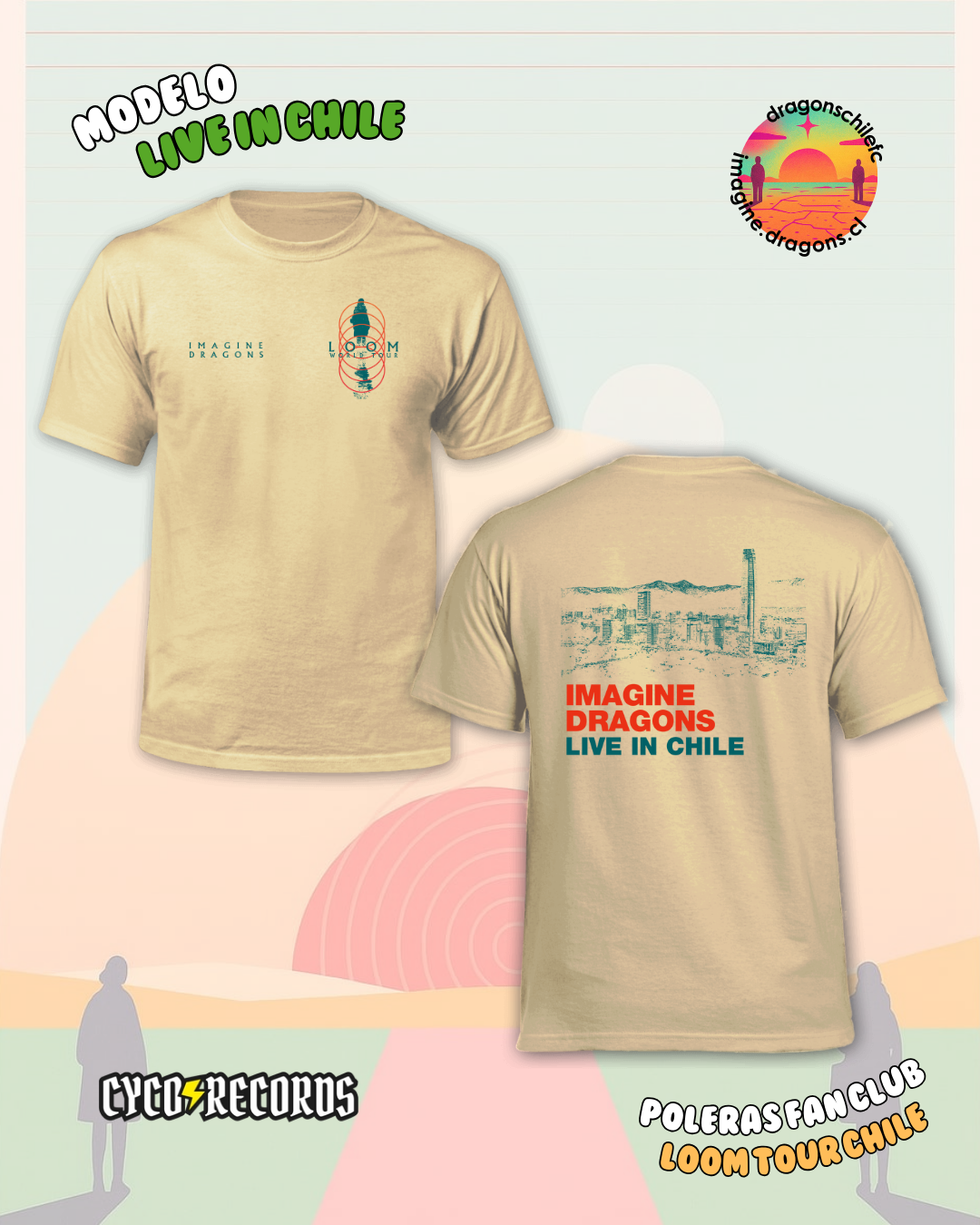 Polera Imagine Dragons Live In Chile Beige