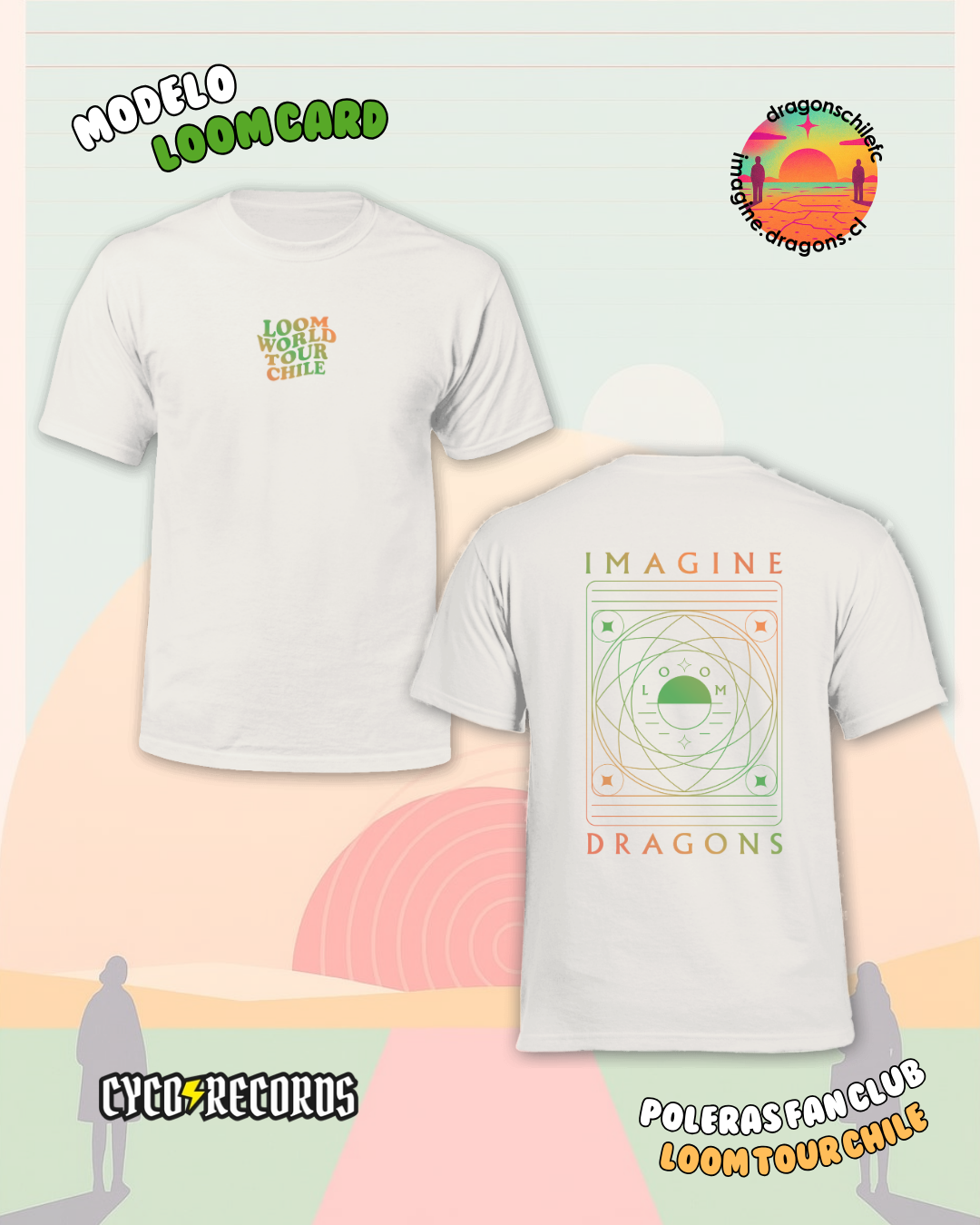 Polera Imagine Dragons Loom Card Blanca