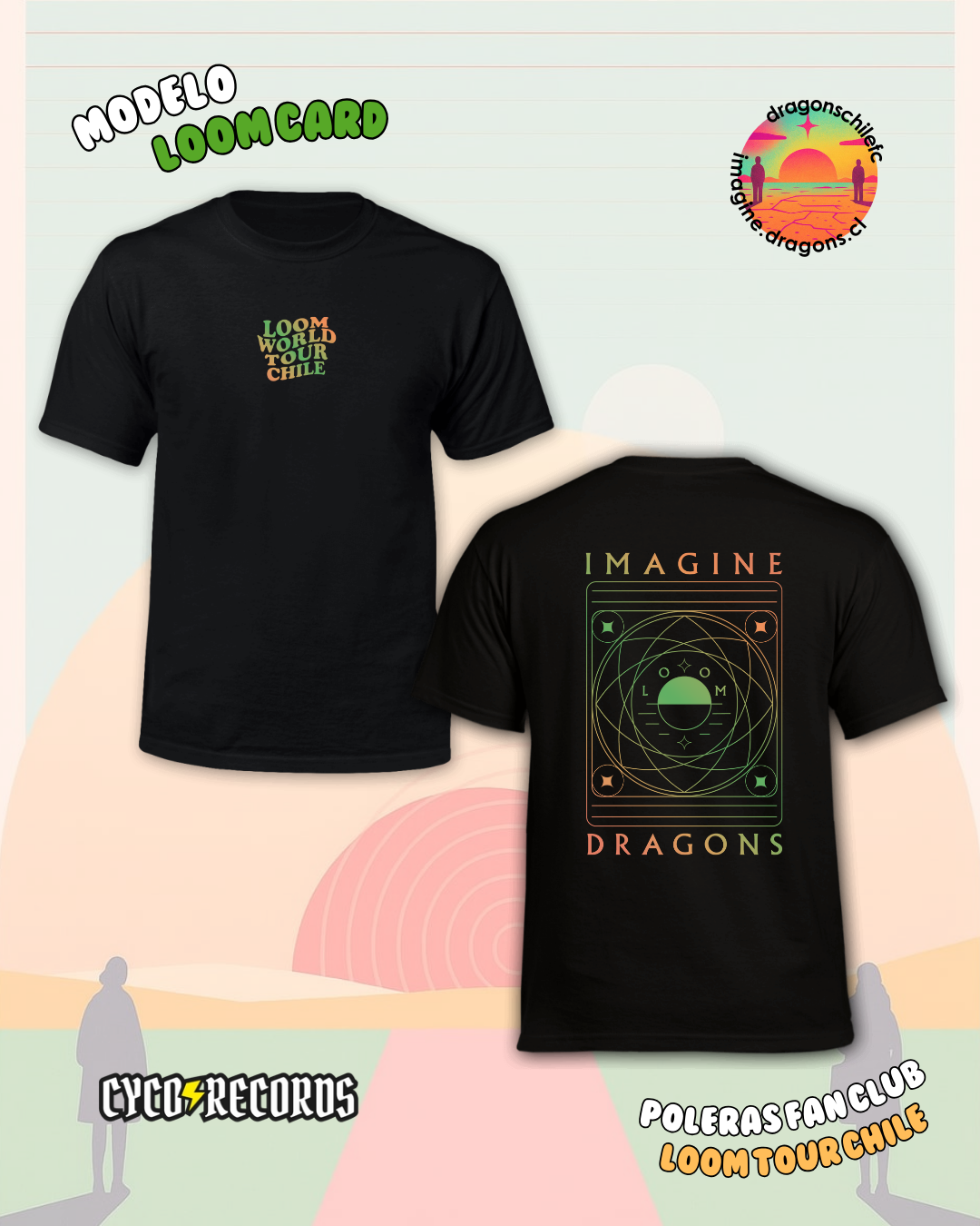 Polera Imagine Dragons Loom Card Negra