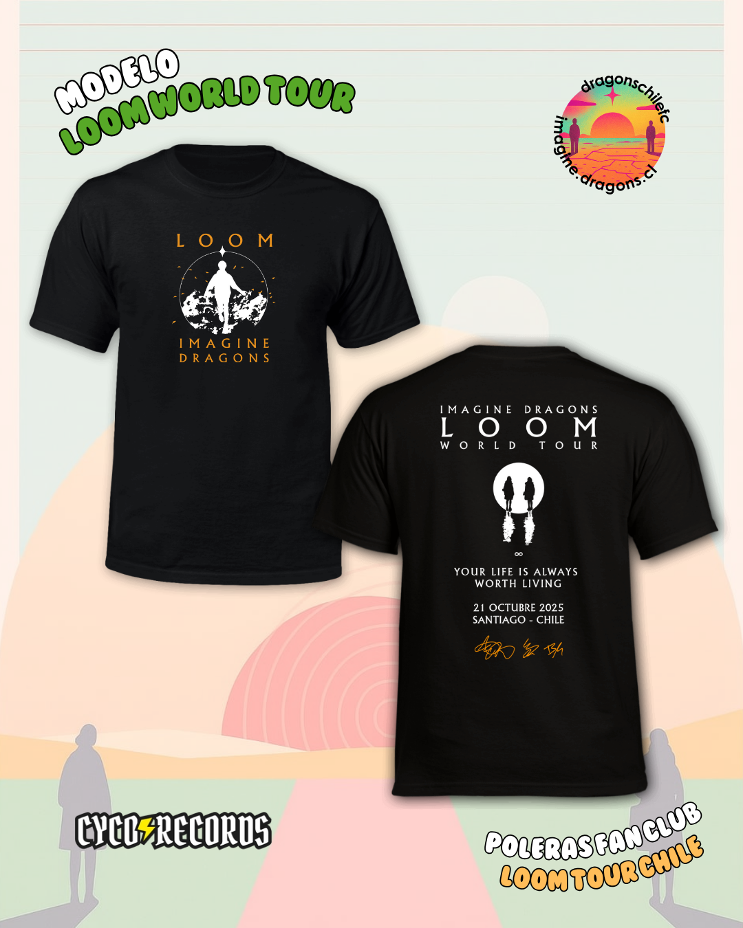 Polera Imagine Dragons Loom World Tour