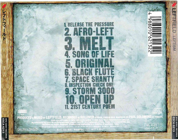 Leftfield – Leftism - CD Japonés (Sin Obi)