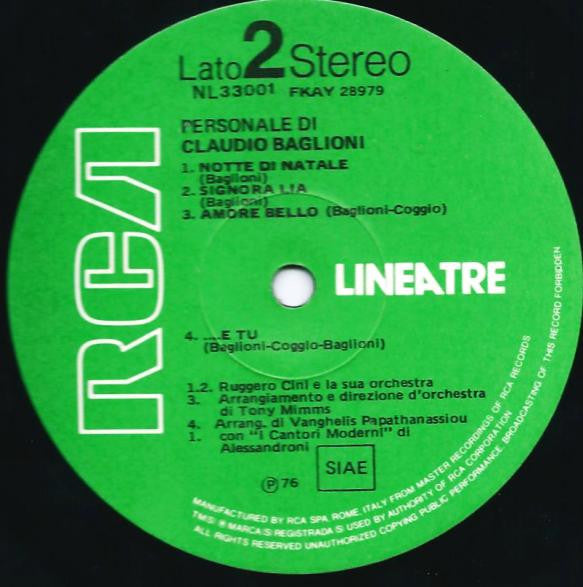 Claudio Baglioni – Personale Di Claudio Baglioni - Vinilo simple