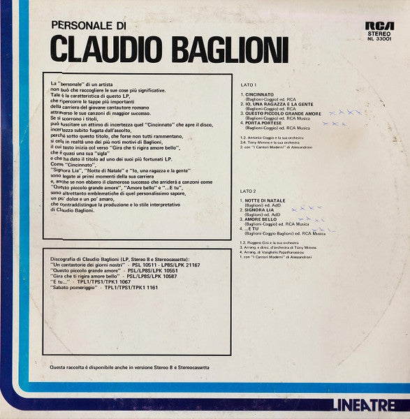 Claudio Baglioni – Personale Di Claudio Baglioni - Vinilo simple