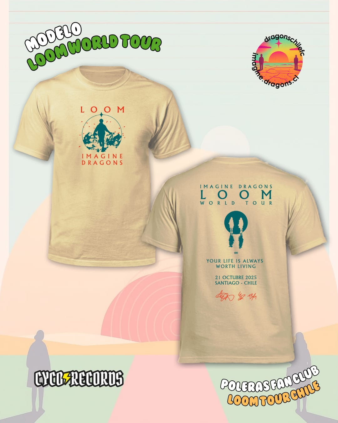 Polera Imagine Dragons Loom World Tour