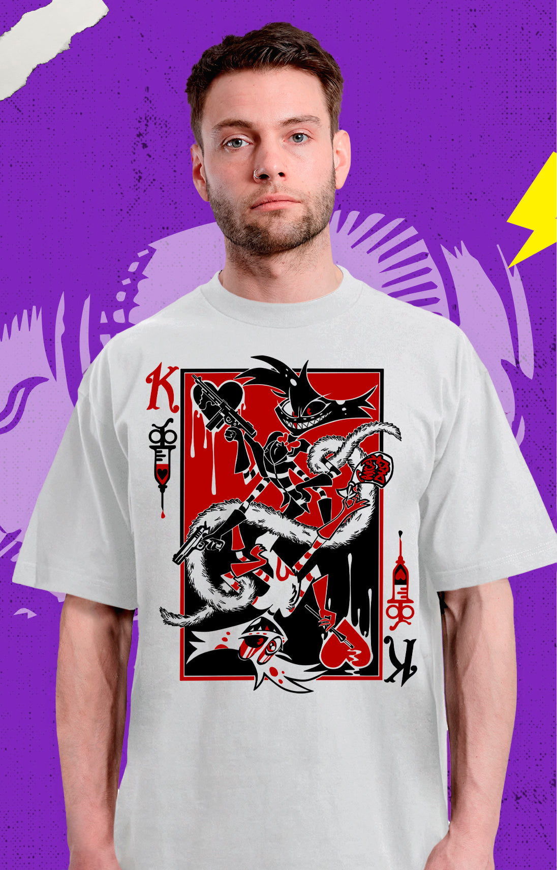 Hazbin Hotel - Angel Dust Carta - Polera