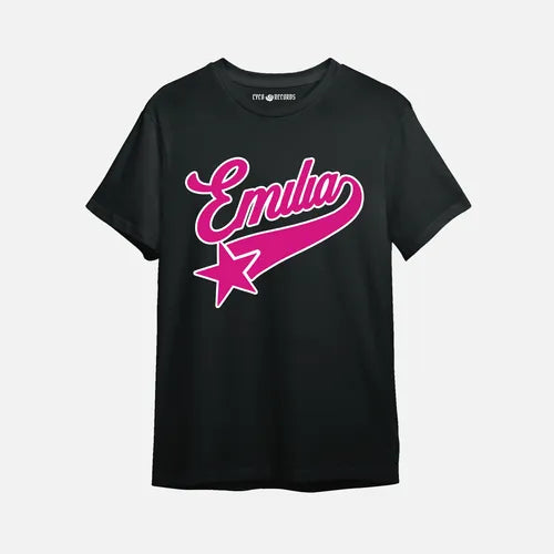 Emilia Mernes - Logo rosa - Polera negra