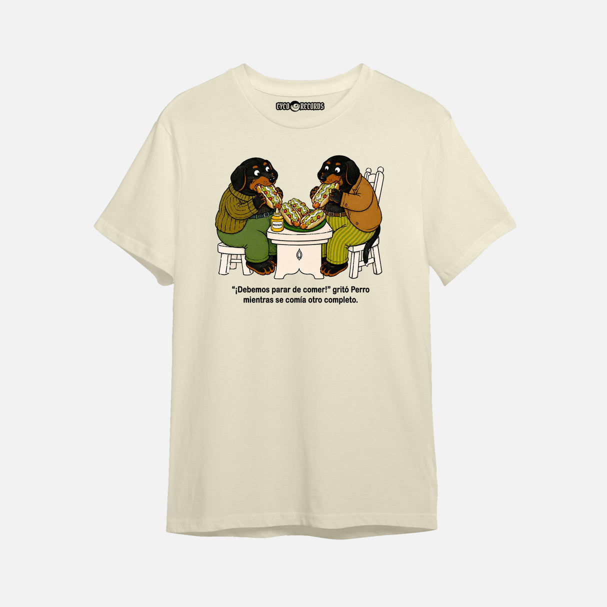 Perros Comiendo Completos - Polera Beige