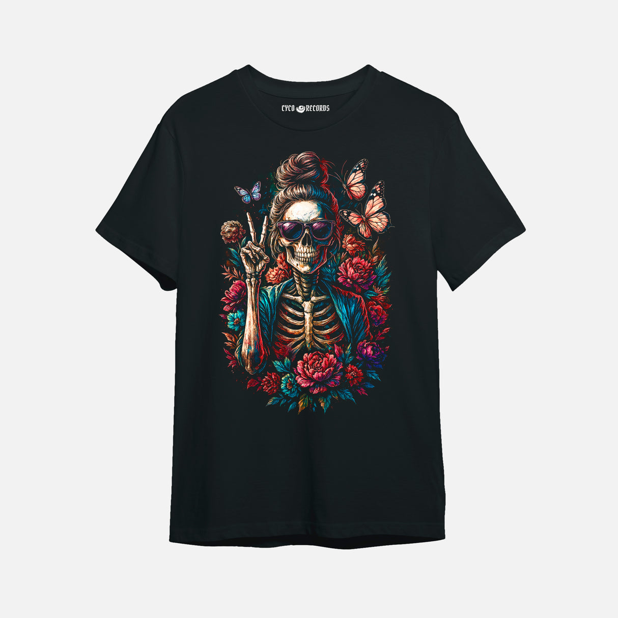 Calavera - Estiloso Flores - Polera