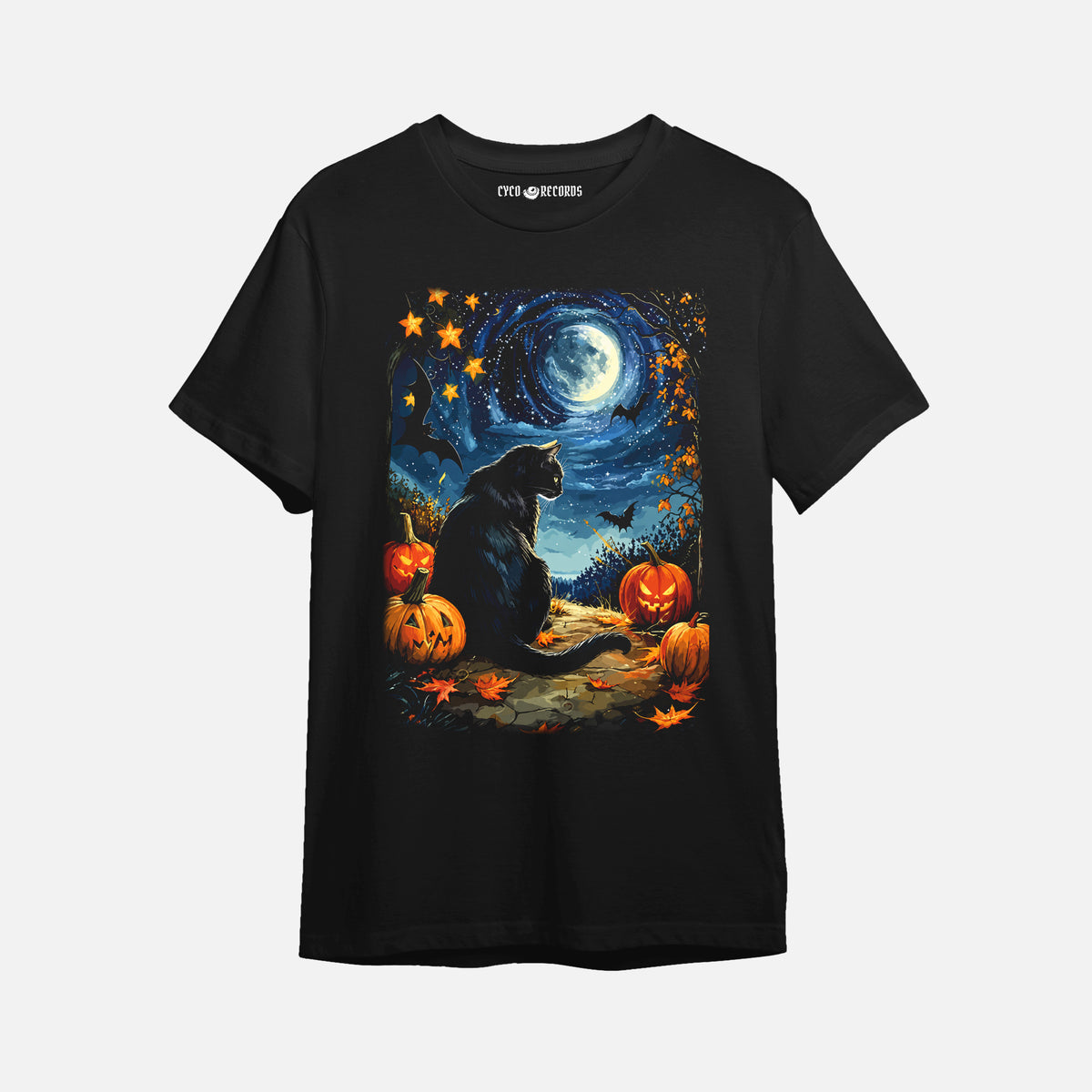 Halloween - Gato y Calabazas - Polera