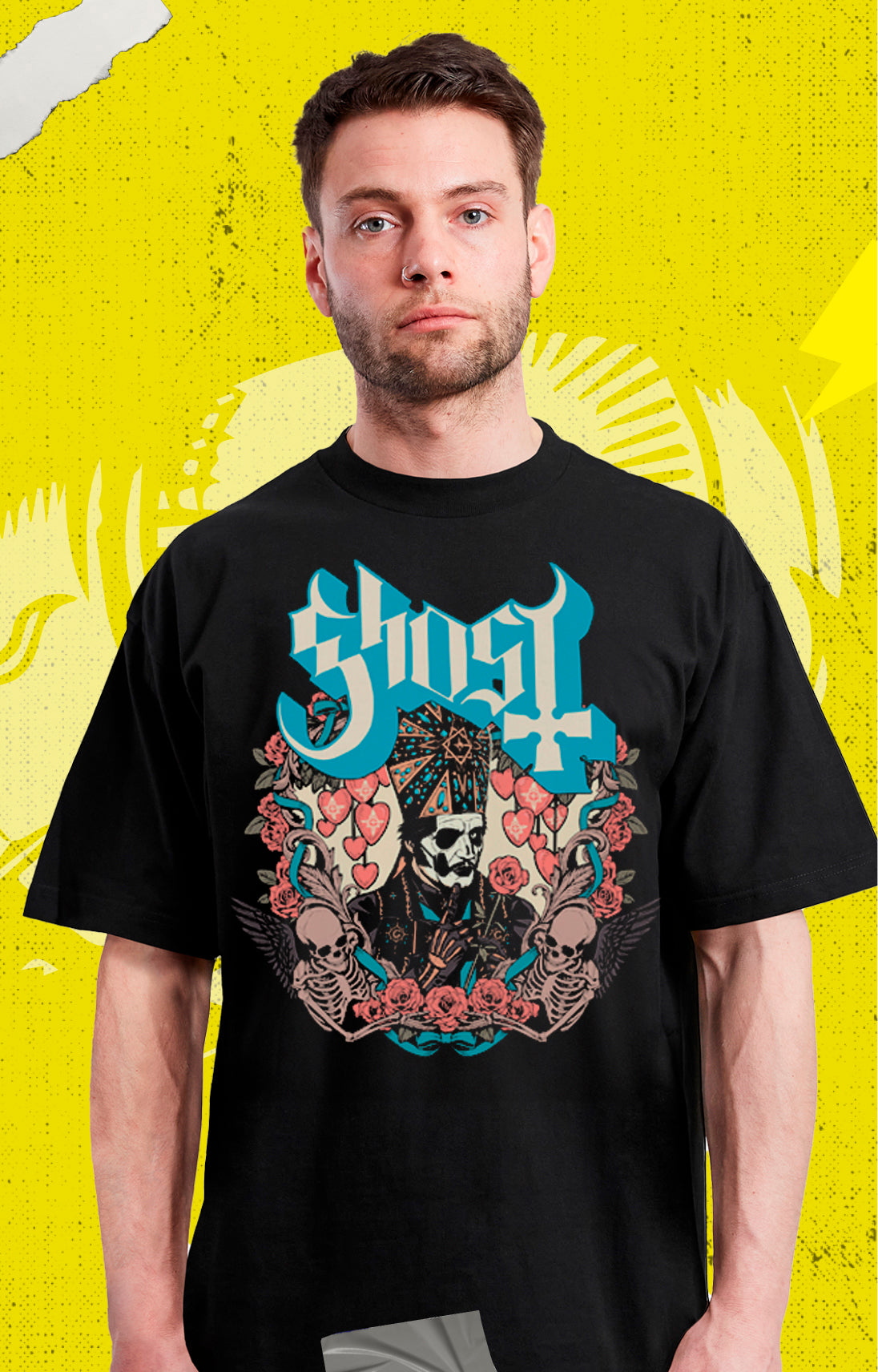Ghost - Pope Roses Skeleton - Polera