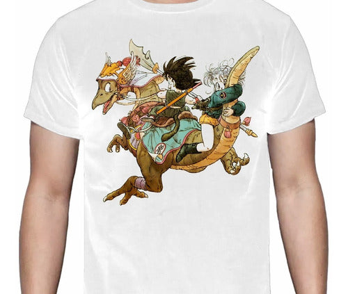 Dragon Ball - Goku Bulma Dinosaurio - Polera