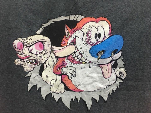 Ren & Stimpy - Gris Oscuro - Polera