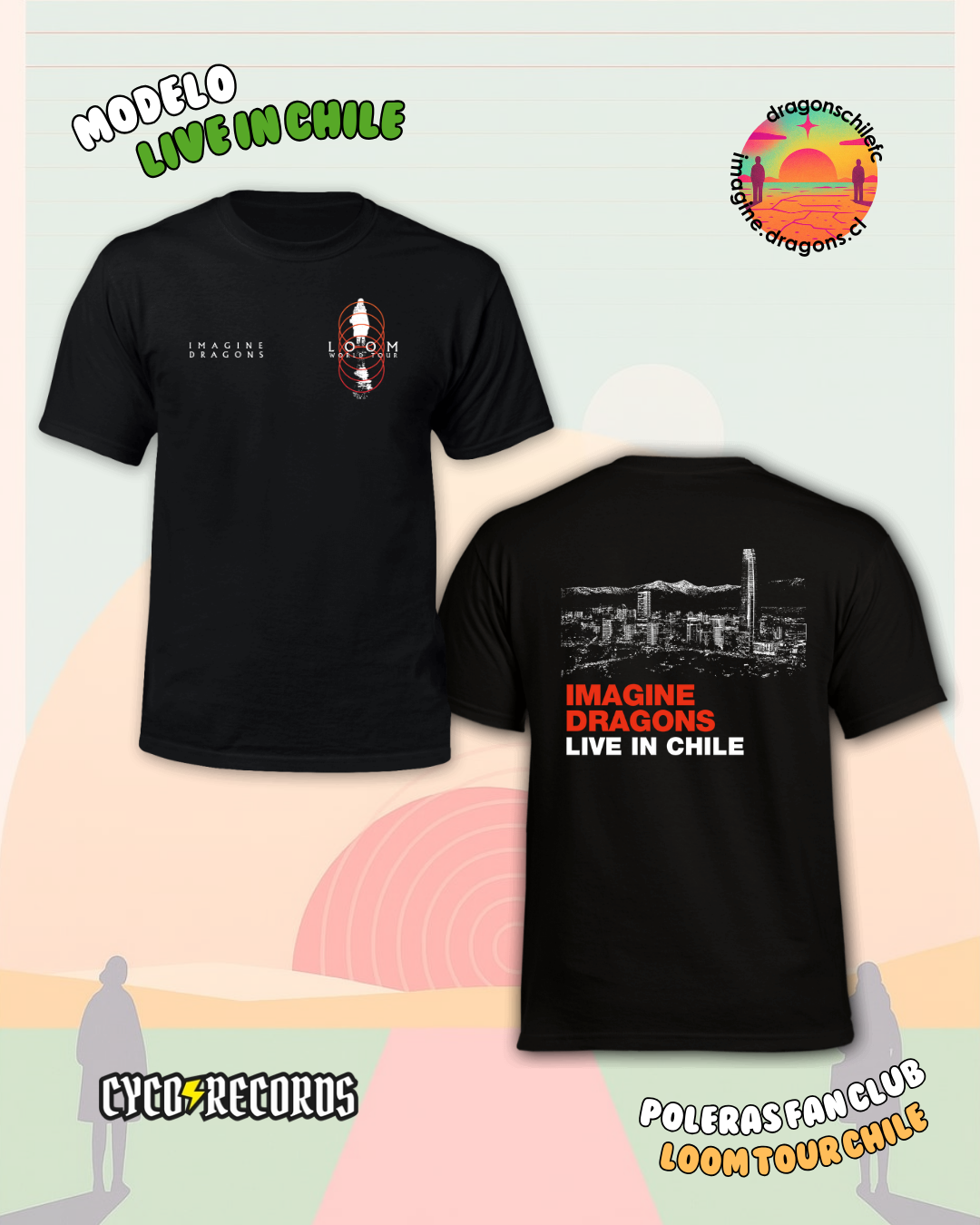 Polera Imagine Dragons Live In Chile Negra