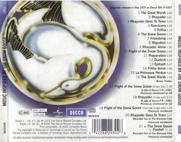Camel ‎– Music Inspired By The Snow Goose - Cd