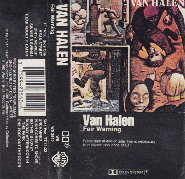 Van Halen  Fair Warning - Cassette