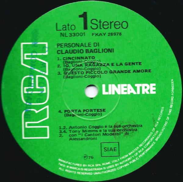 Claudio Baglioni – Personale Di Claudio Baglioni - Vinilo simple