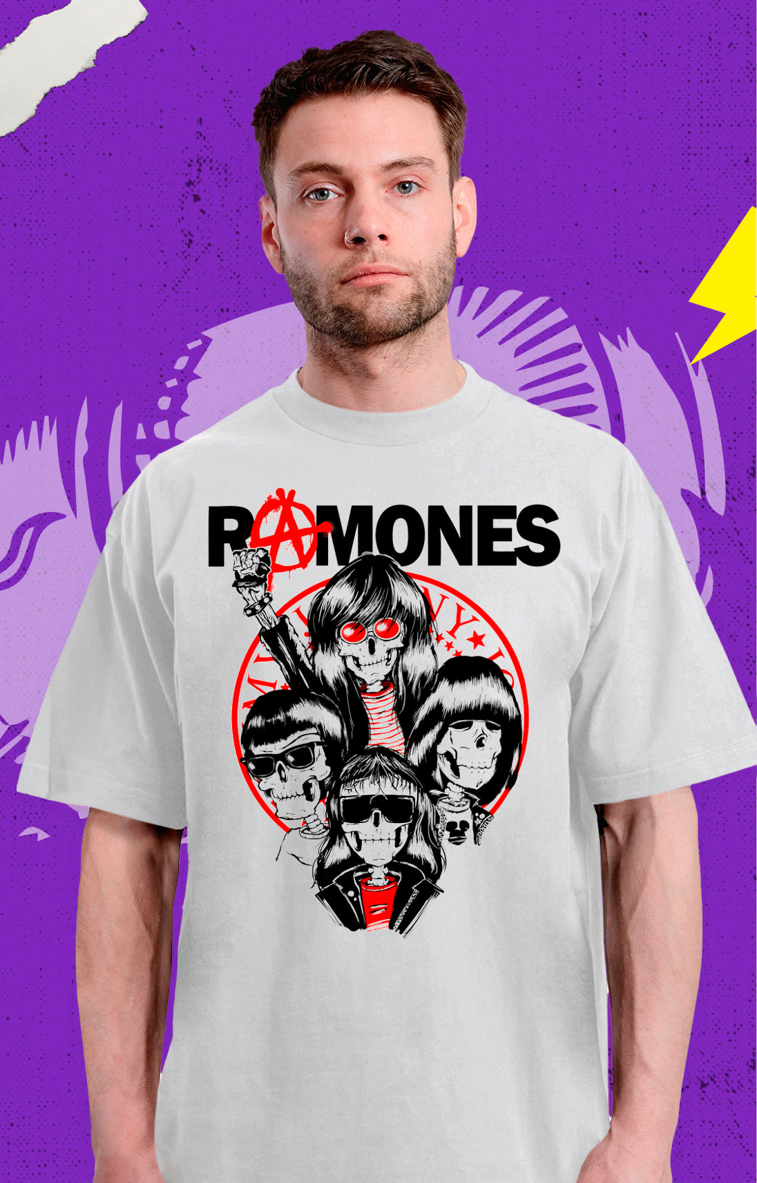 Ramones Anarchy - Blanca - Polera