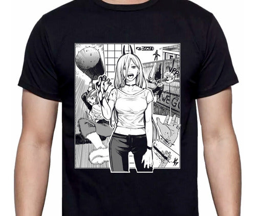 Chainsaw Man - Power Black - Polera - 10 / Blanco