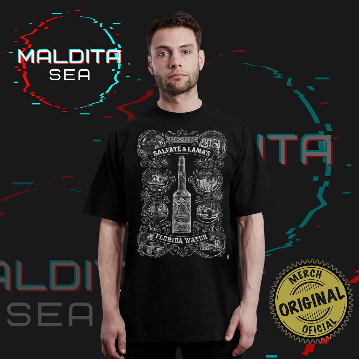 Agua Florida - Maldita Sea - Polera Negra