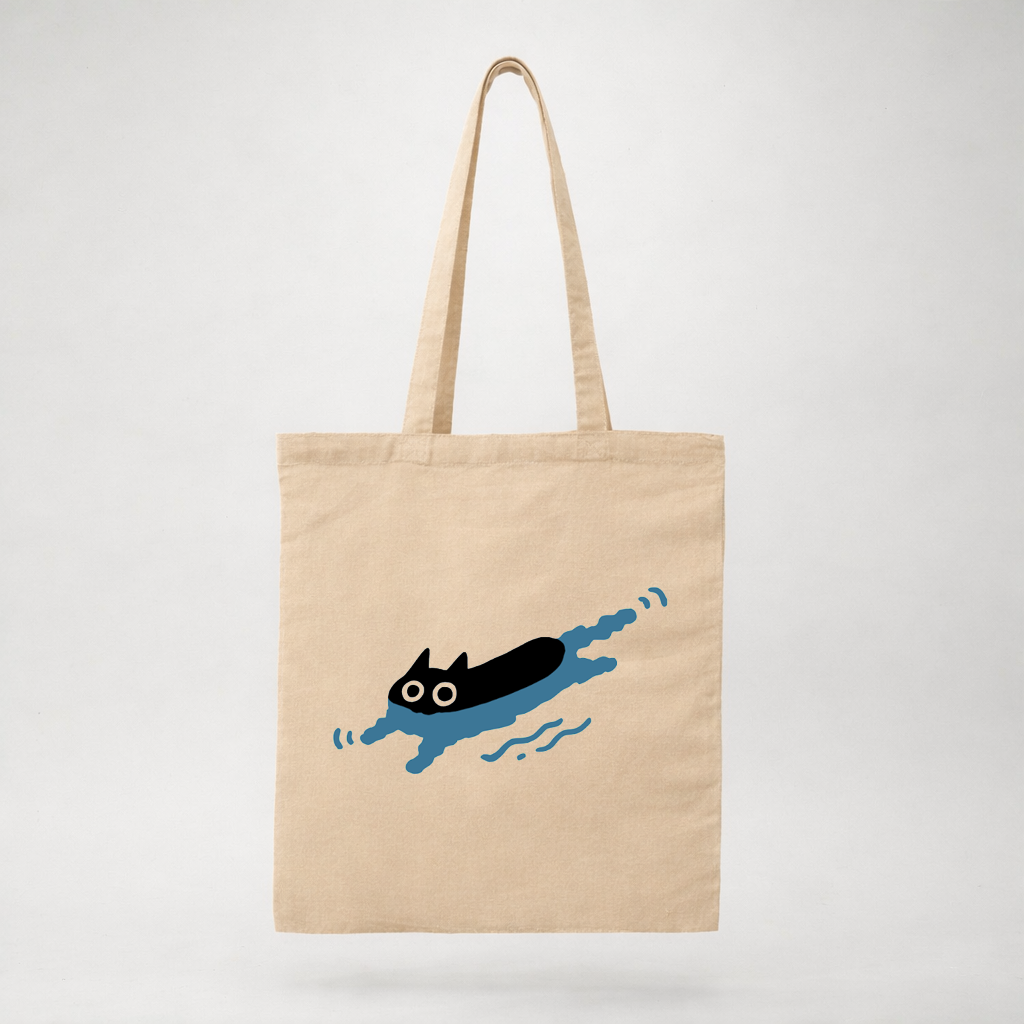 Gato Nadando - Totebag Beige