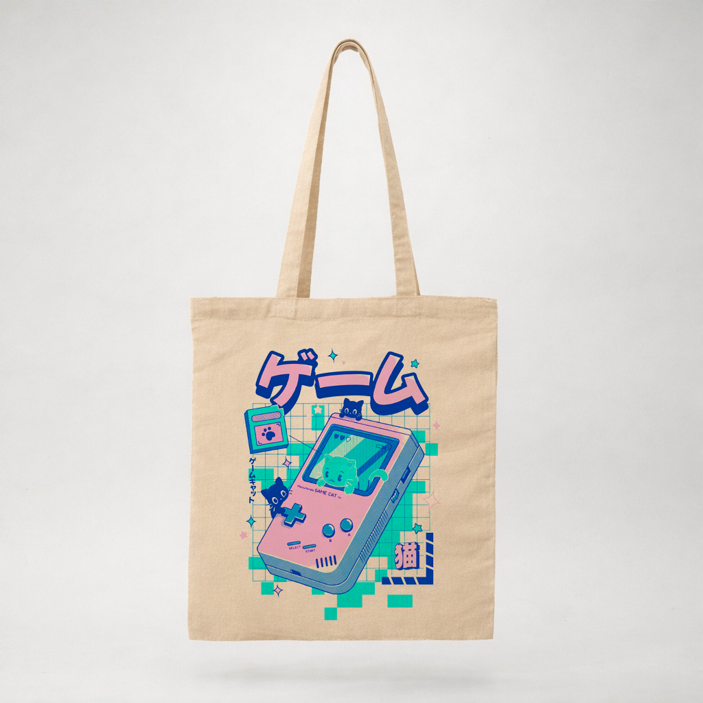 Meowtendo Game Cat - Totebag Beige
