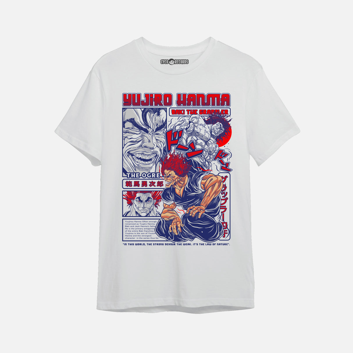 baki -Yujiro Hanma - the ogre - Polera blanca
