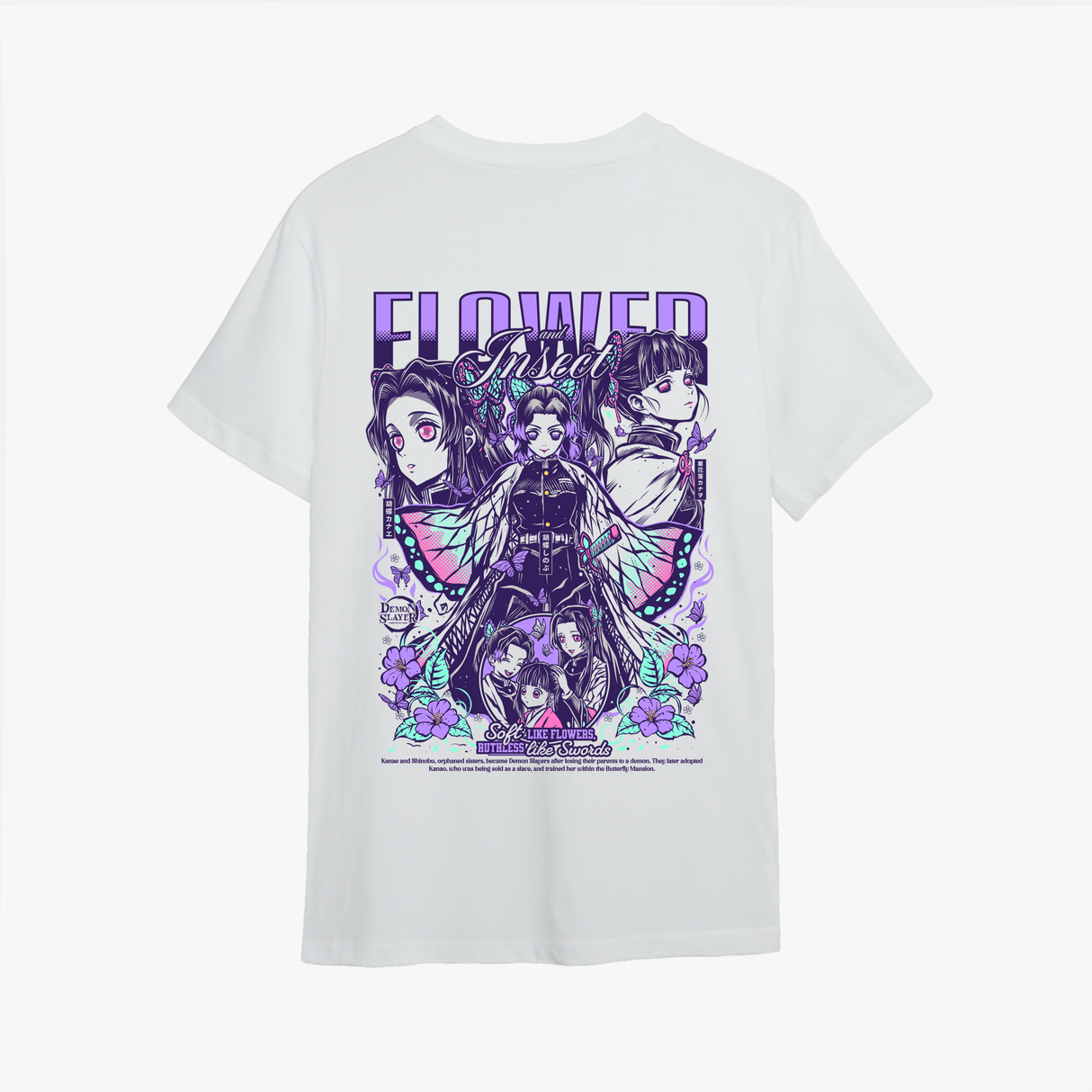 Demon Slayer - butterfly sisters - Polera blanca