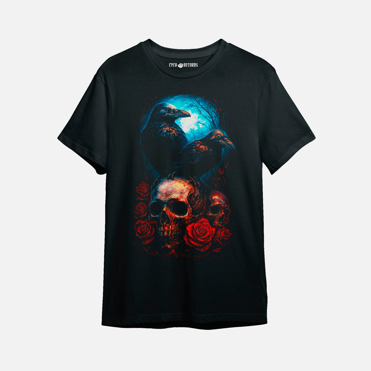 Halloween - Cuervo y Craneos con Rosas  - Polera