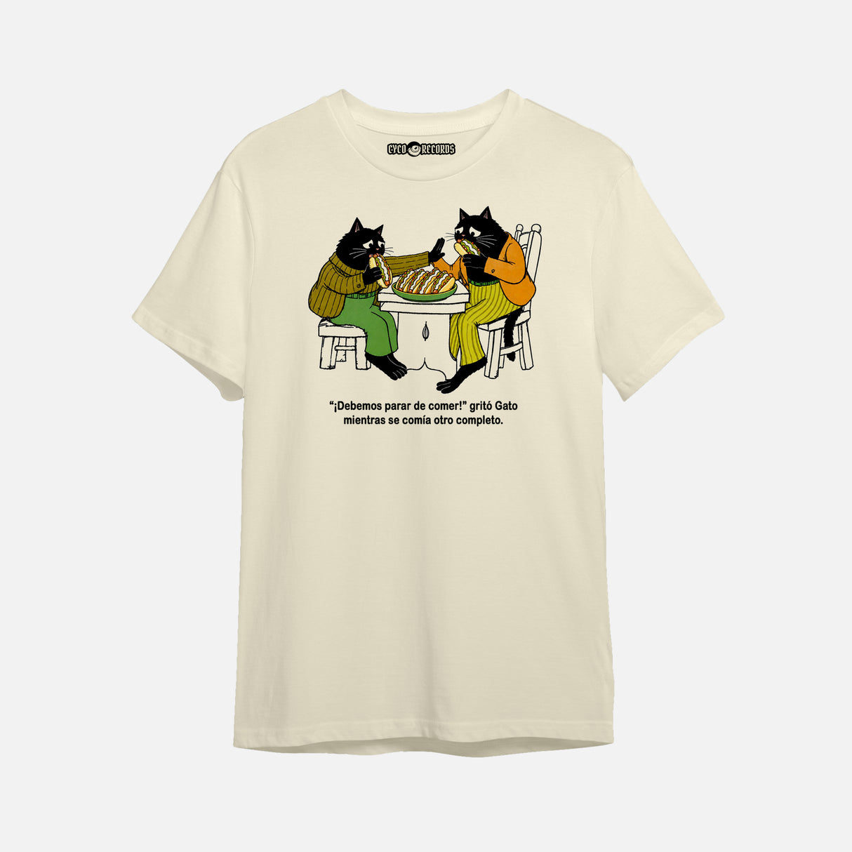 Gatos Comiendo Completos - Polera Beige