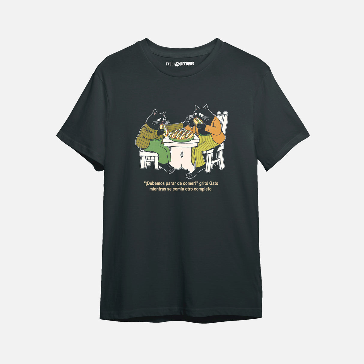 Gatos Comiendo Completos - Polera Negra