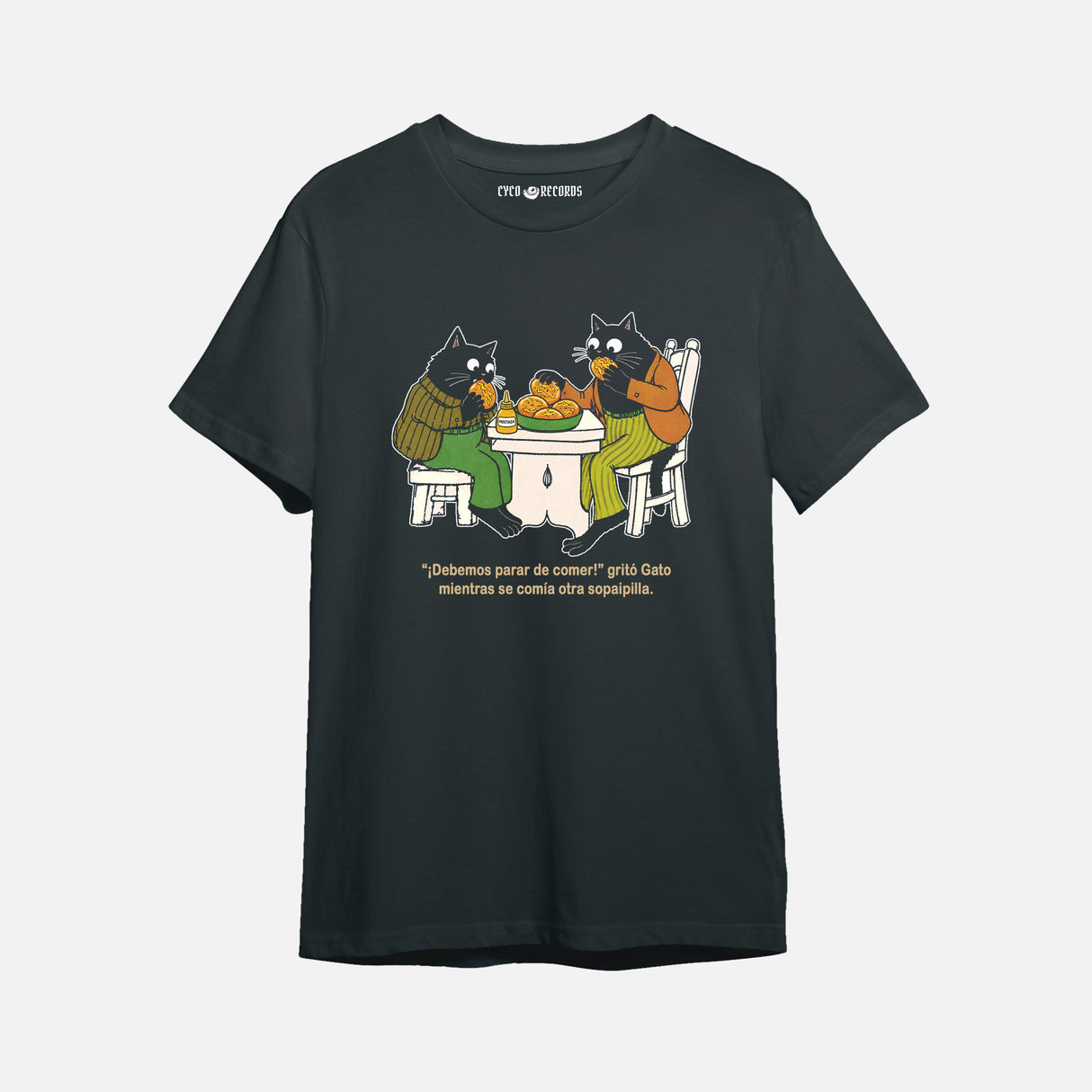 Gatos Comiendo Sopaipilla - Polera Negra