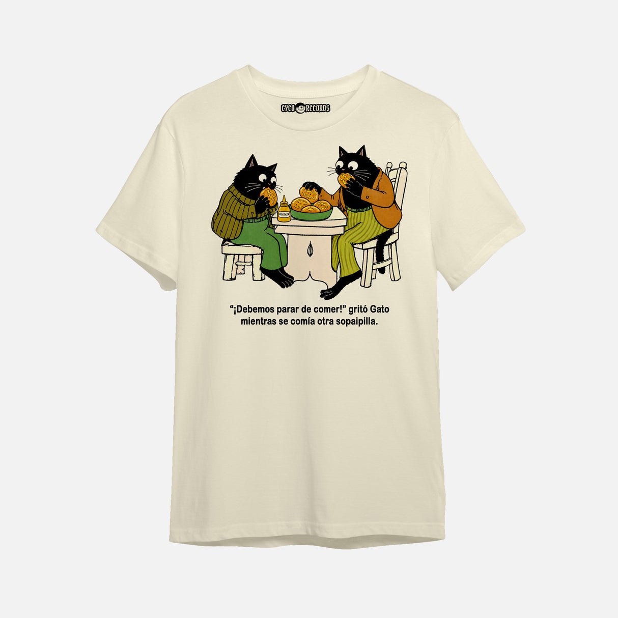 Gatos Comiendo Sopaipillas - Polera Beige