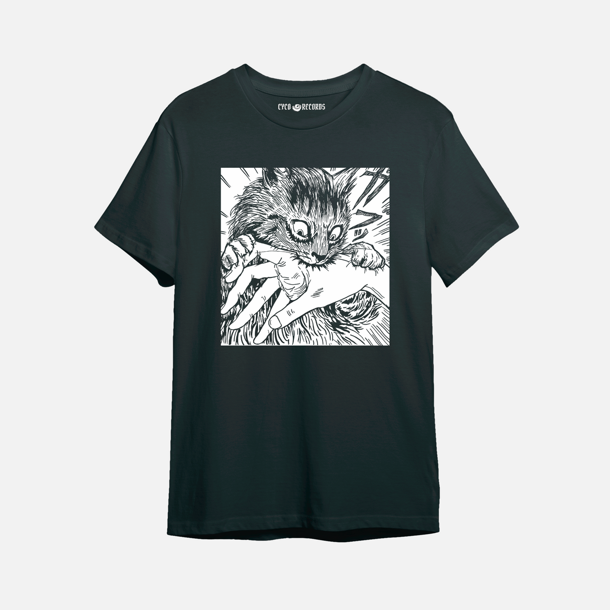 Junji Ito - Gato Mordida Cat Bite - Polera Negra